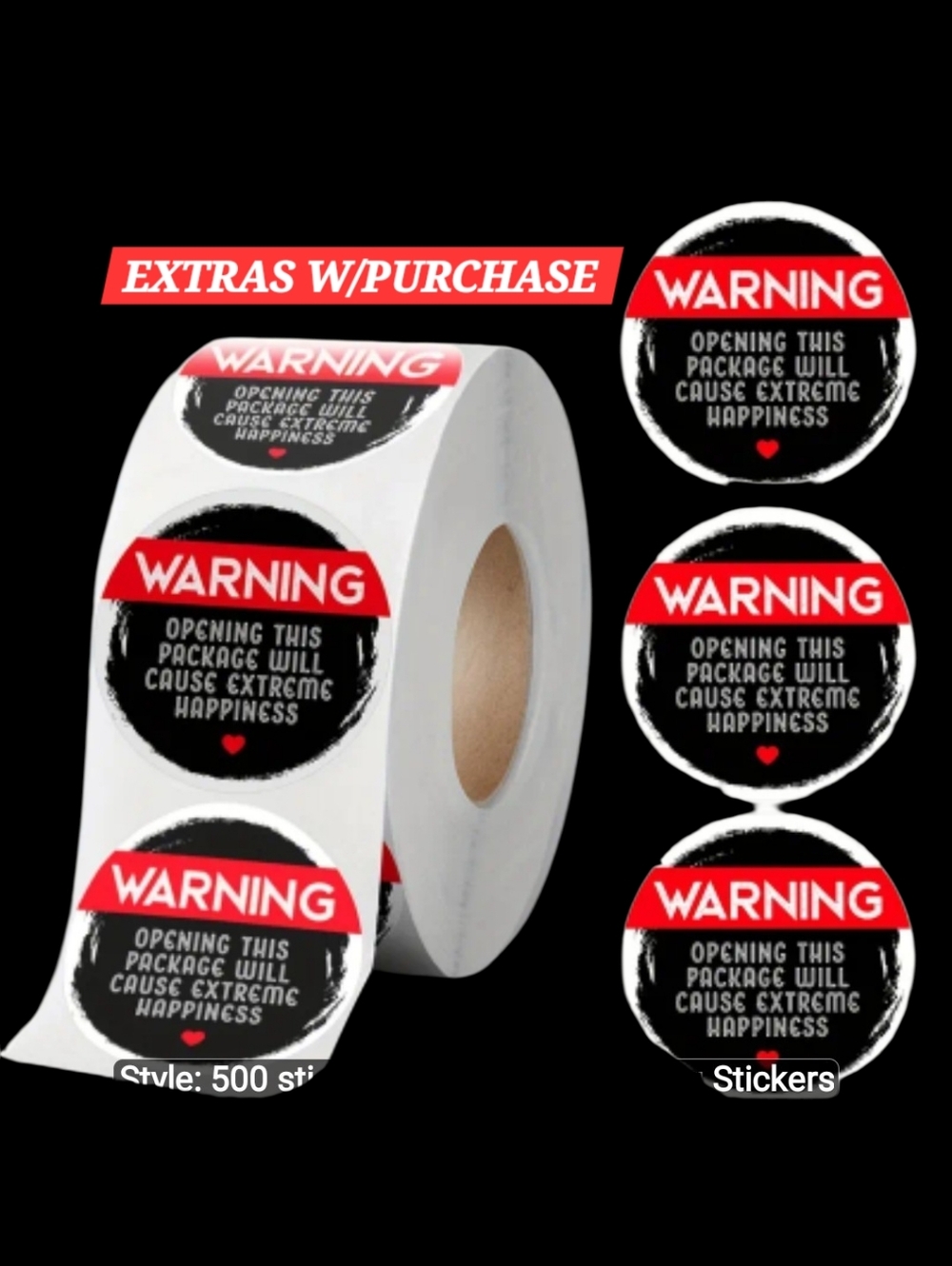 500ct. Warning Red/Black Waterproof/Bonus 3 Random Polymailers/Sz. 1"